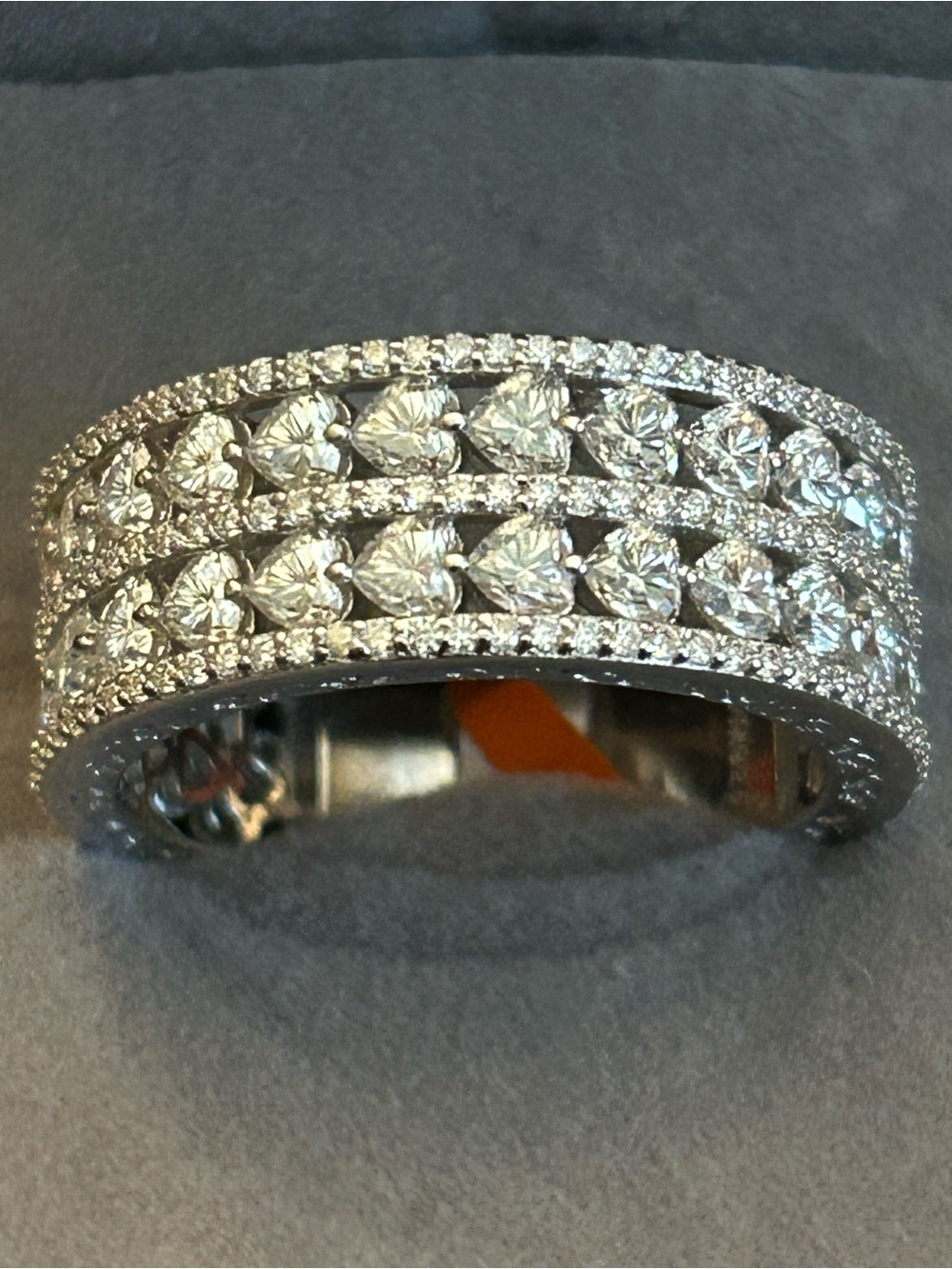 Stunning 4.00CTW Heart ❤️Shaped Moissanite Eternity Band Ring Size 11 925SSilver